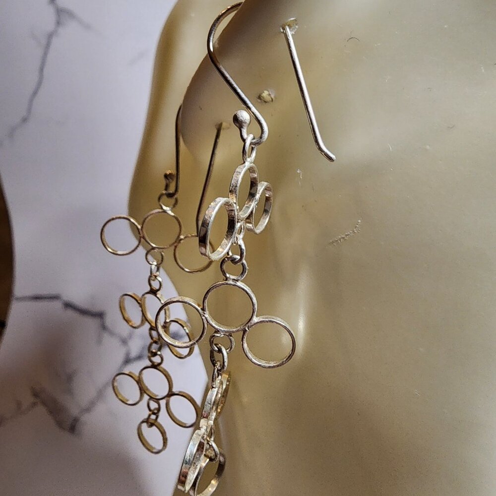 925 Silver Dangle Circle Earrings - image 4